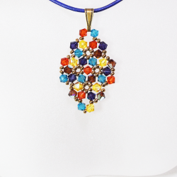 Pendant 30cm - Xochitl Rhombus S-Purple Leather - Pendant 30cm - Laiton bronze